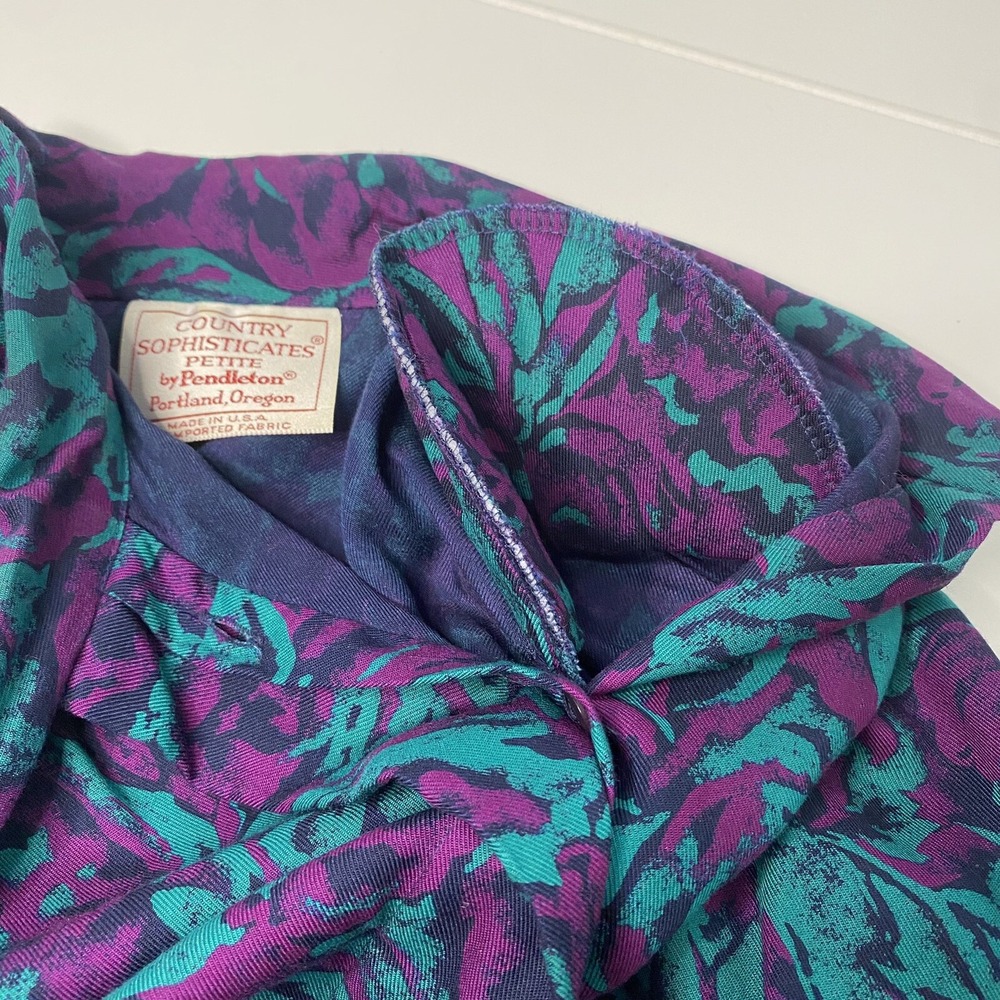 Country Sophisticates by Pendleton Blouse Button Up Abstract Floral size 10 - Picture 12 of 16